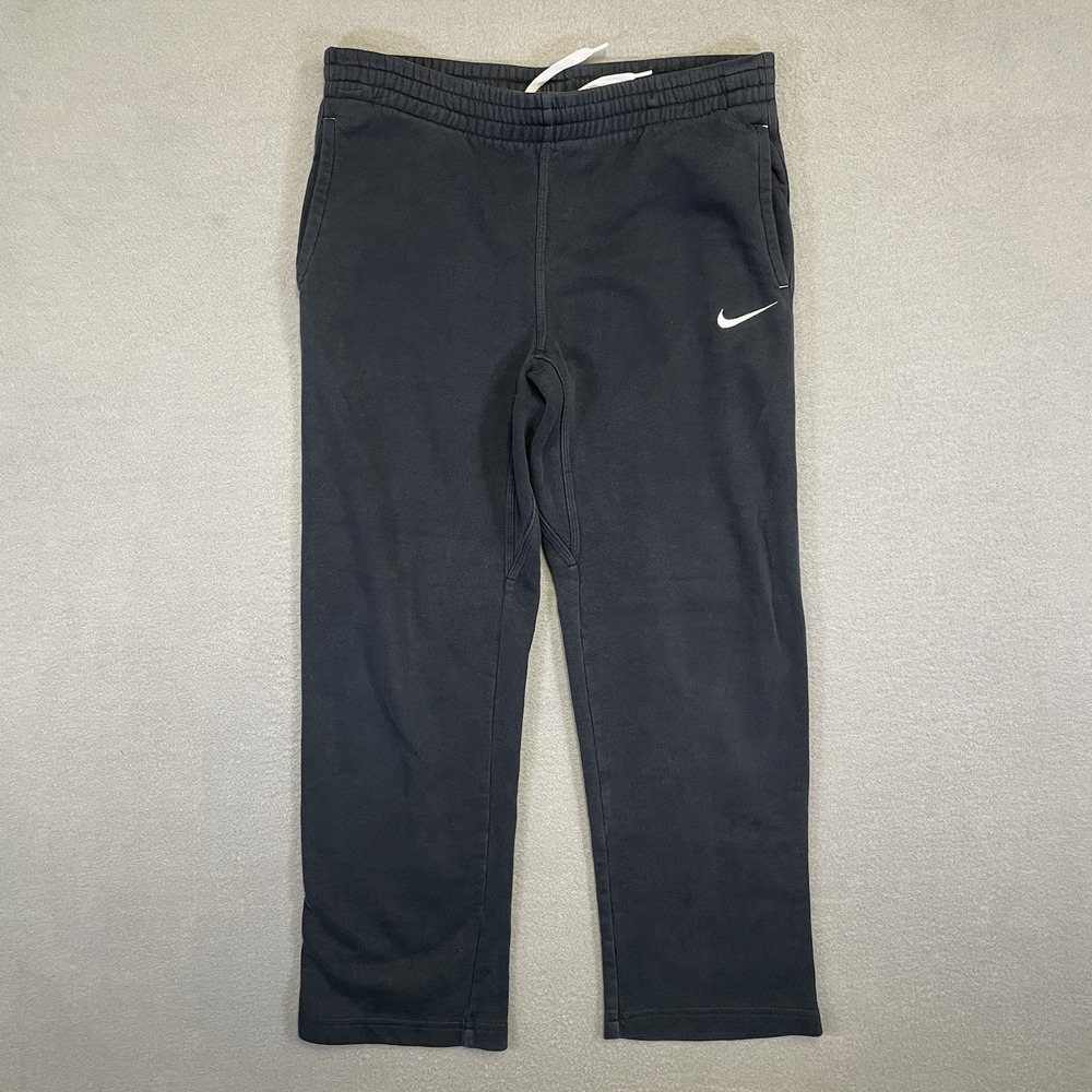 Nike Sweatpants Men L Black Fleece Straight Leg Swoosh Athletic 619090-010